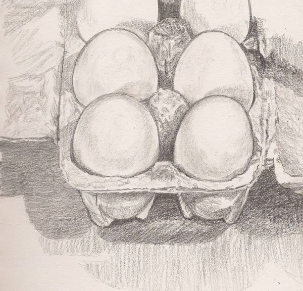 Нарисовать яйцо карандашом