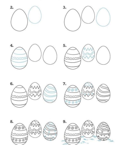 Поэтапное рисование яйца