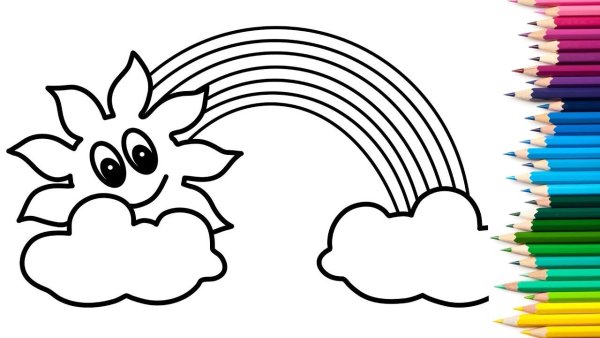 Радуга рисунок карандашом