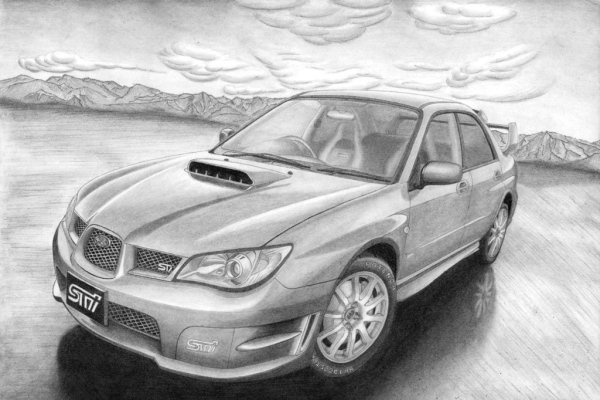 Рисунок автомобиля карандашом