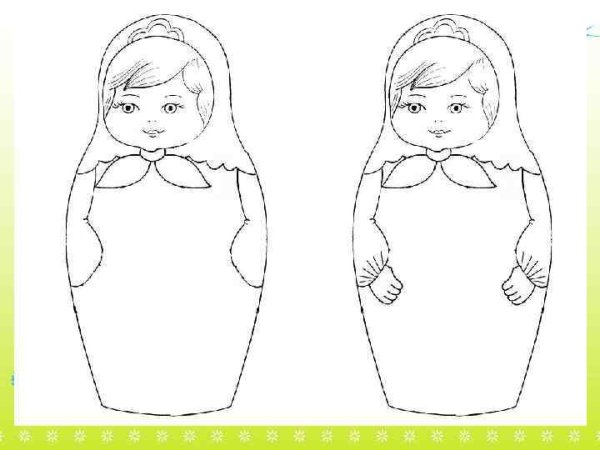 Матрешка силуэт для раскрашивания