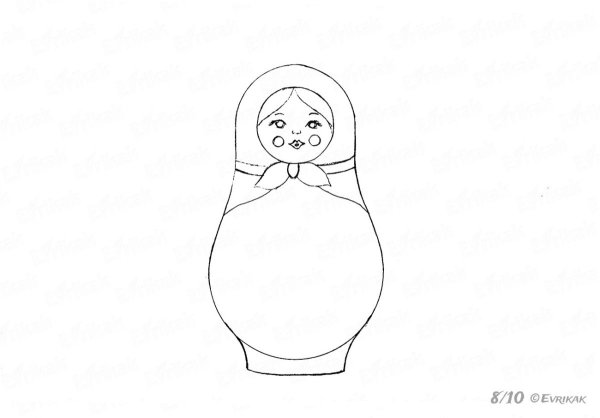 Семеновская Матрешка разукрашка