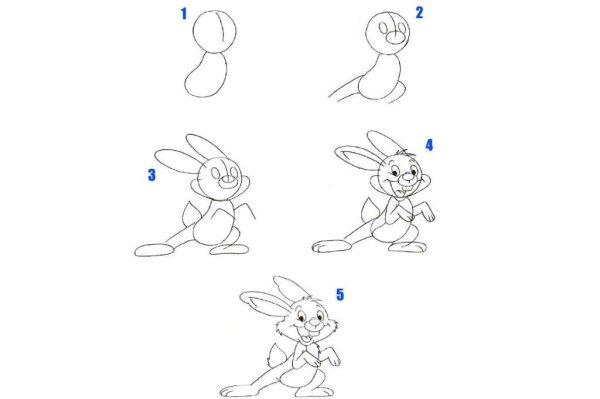 Рисунок зайчика для детей легкий