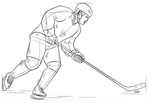 Хоккей рисунок карандашом