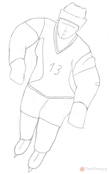 Набросок карандашом хоккеиста