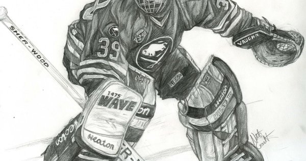 Поэтапное рисование хоккеиста