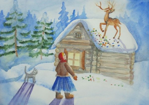 Иллюстрация к сказке серебряное копытце рисунок для детей