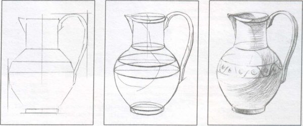 Рисование с натуры кувшина и яблока