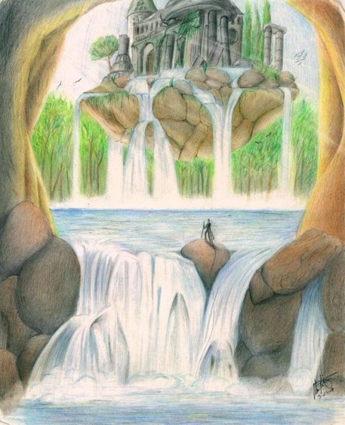 Водопад карандашом