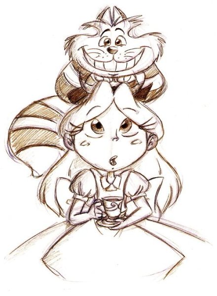 Алиса в стране чудес рисунок карандашом