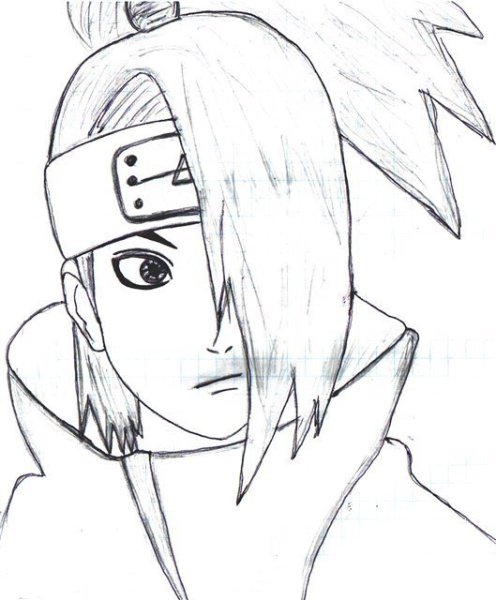 Нарисовать аниме Наруто Дейдару