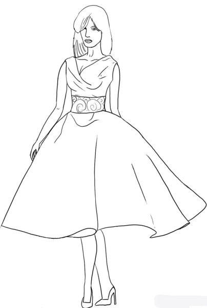 Зарисовка девочки в полный рост