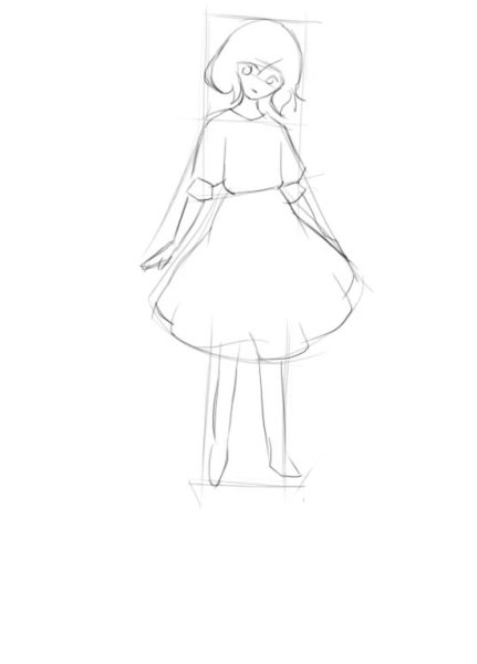 Раскраска девочка в платье