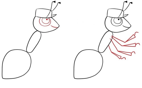 Поэтапное рисование муравья для детей