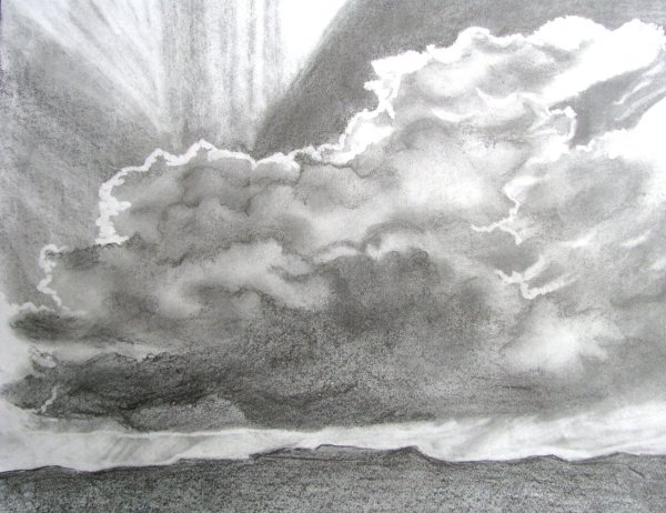 Штриховка карандашом небо