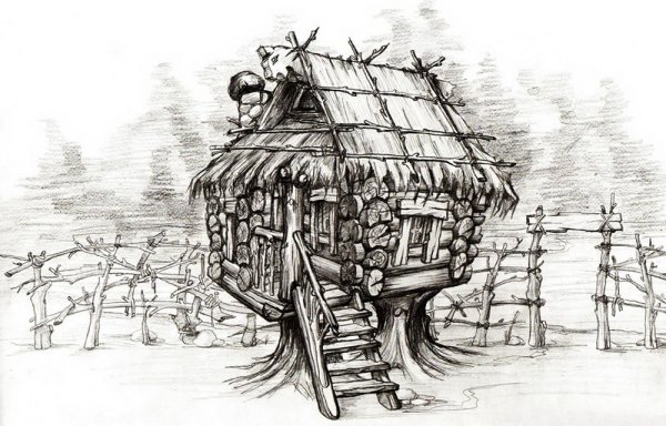 Избушка бабы яги раскраска