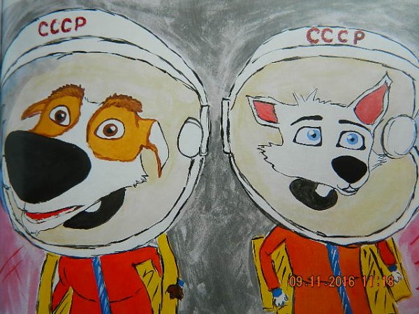 Белка и стрелка в космосе для детей