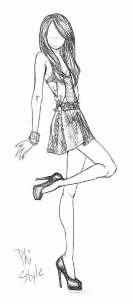 Девушка карандашом в полный рост