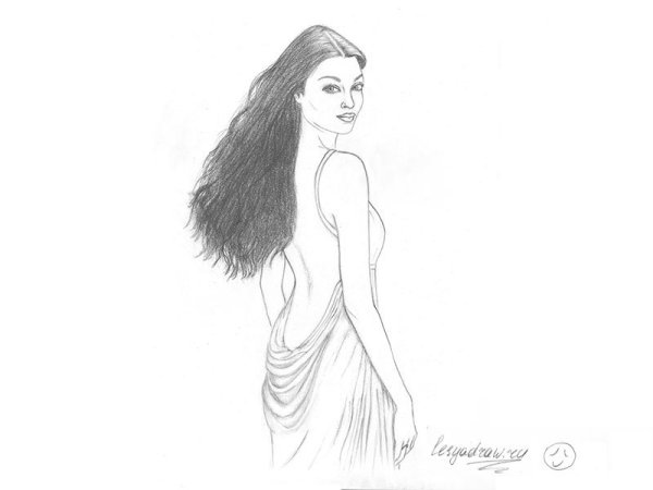 Рисунок девушки карандашом в полный рост