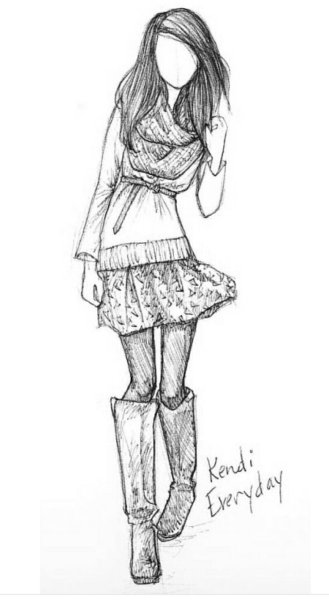 Девочка карандашом в полный рост