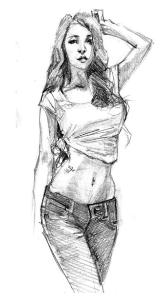 Рисунок человека в полный рост карандашом