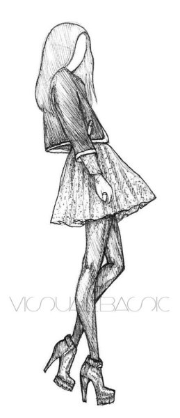 Женщина карандашом в полный рост