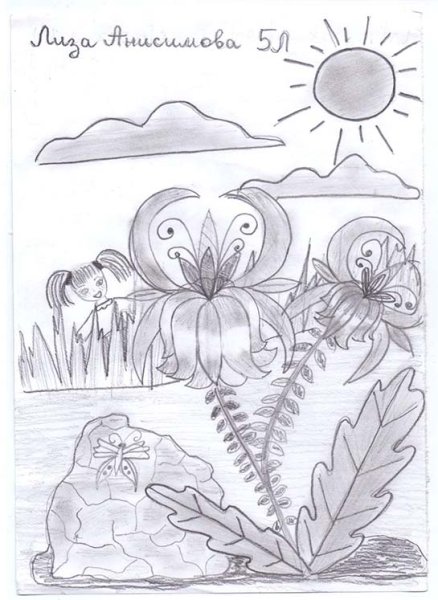 Рисунок Аленький цветочек карандашом для срисовки