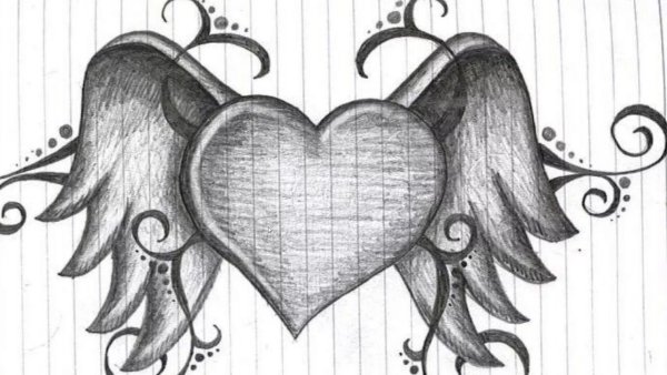 Сердечко рисунок карандашом