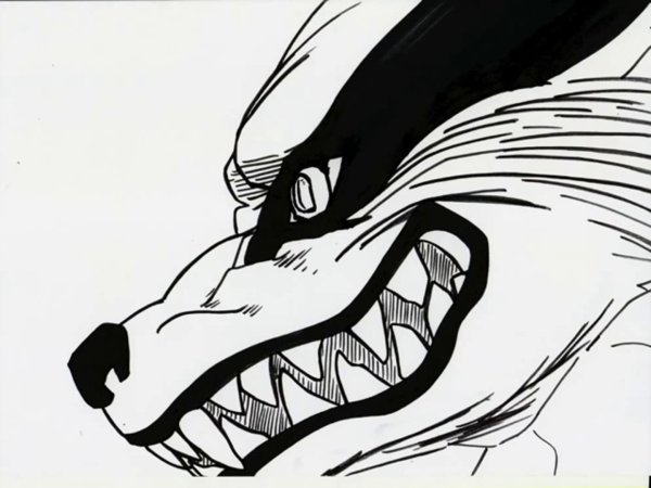 Наруто и курама черно белый