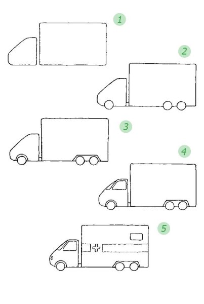 Схема рисования машины для детей