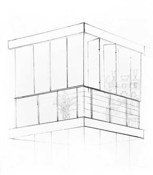 Интерьер набросок окна