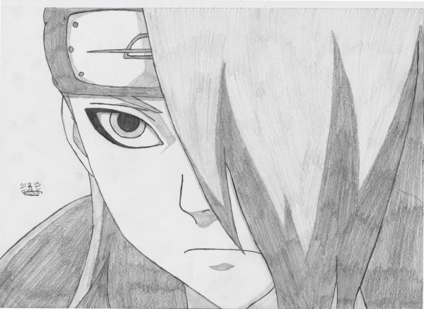Аниме Наруто Дейдара карандашом