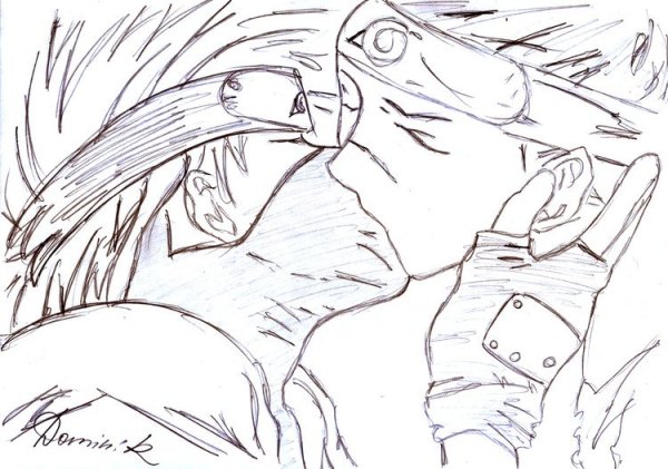 Какаси и Ирука карандашом