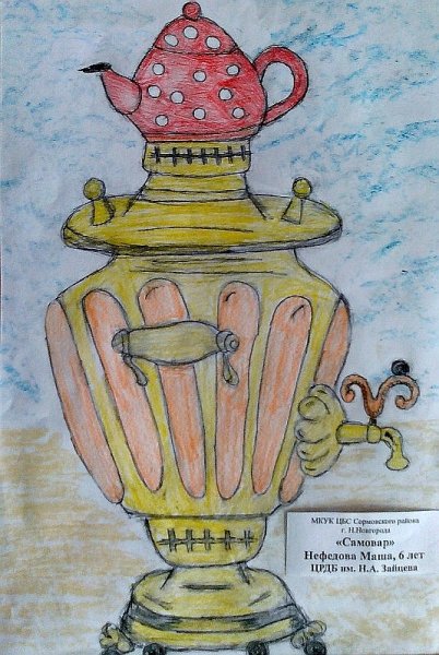 Поэтапное рисование самовара