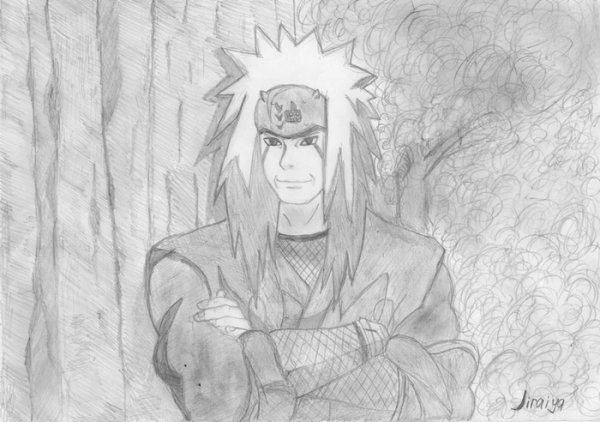 Наруто и Джирайя карандашом