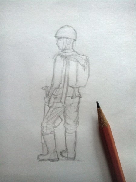 Военнослужащий карандашом