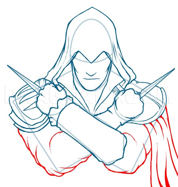 Рисунок ассасина карандашом