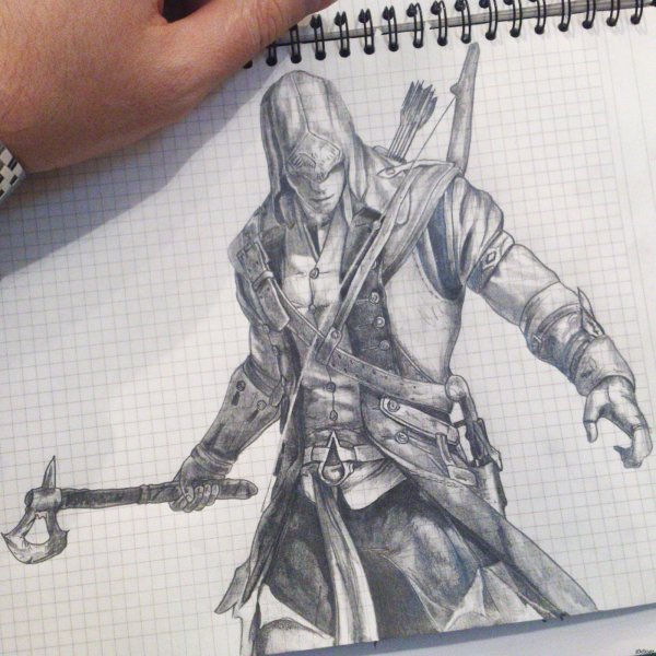 Рисунок карандашом ассасин ассасин Крид