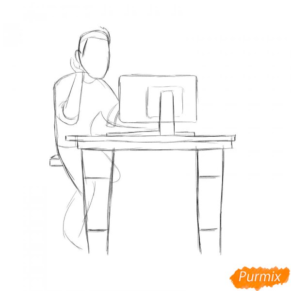 Кот Саймон с компьютером