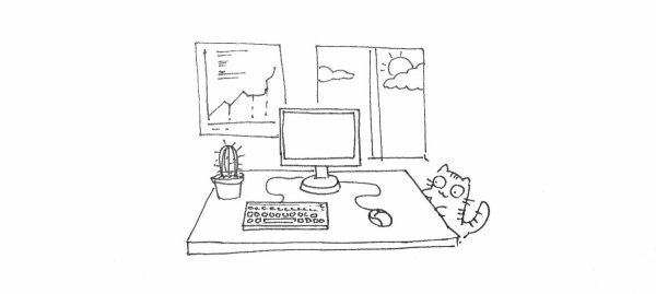 Человек за компьютером рисунок