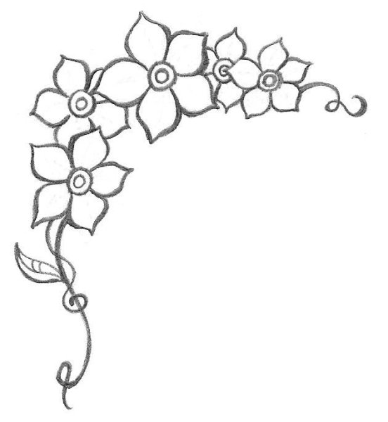 Уголок из цветов для раскрашивания