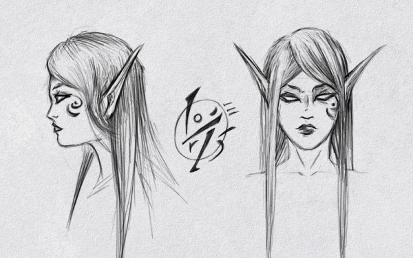 Девушка Эльф рисунок карандашом