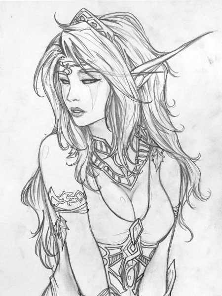 Эльфийка карандашом