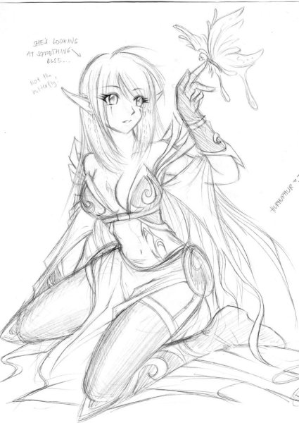 Эльфийки карандашом