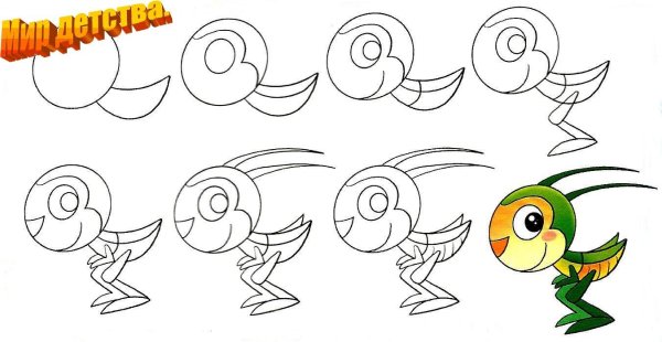 Кузнечик зарисовка