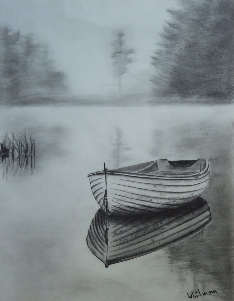 Пейзаж простым карандашом