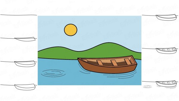 Лодка рисование для детей
