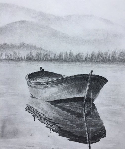 Лодка рисунок карандашом