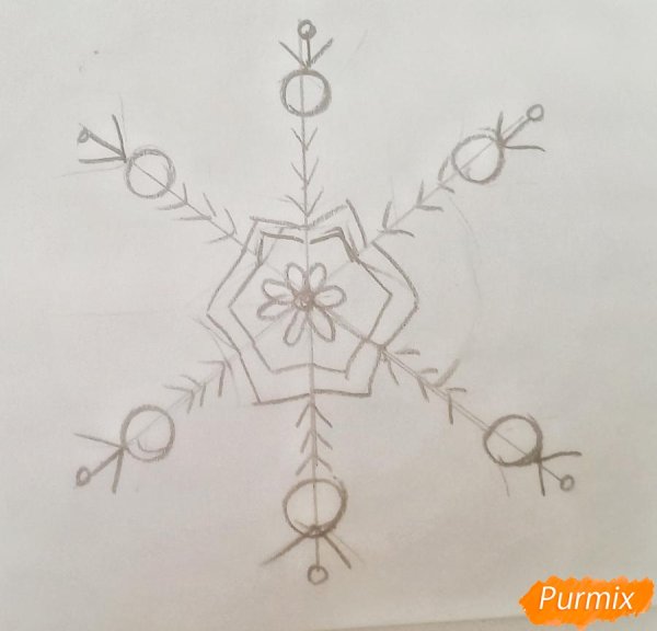 Снежинки карандашом простые