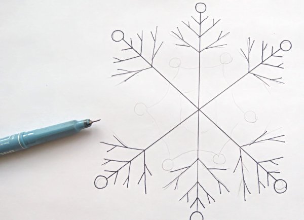 Снежинка контур для малышей